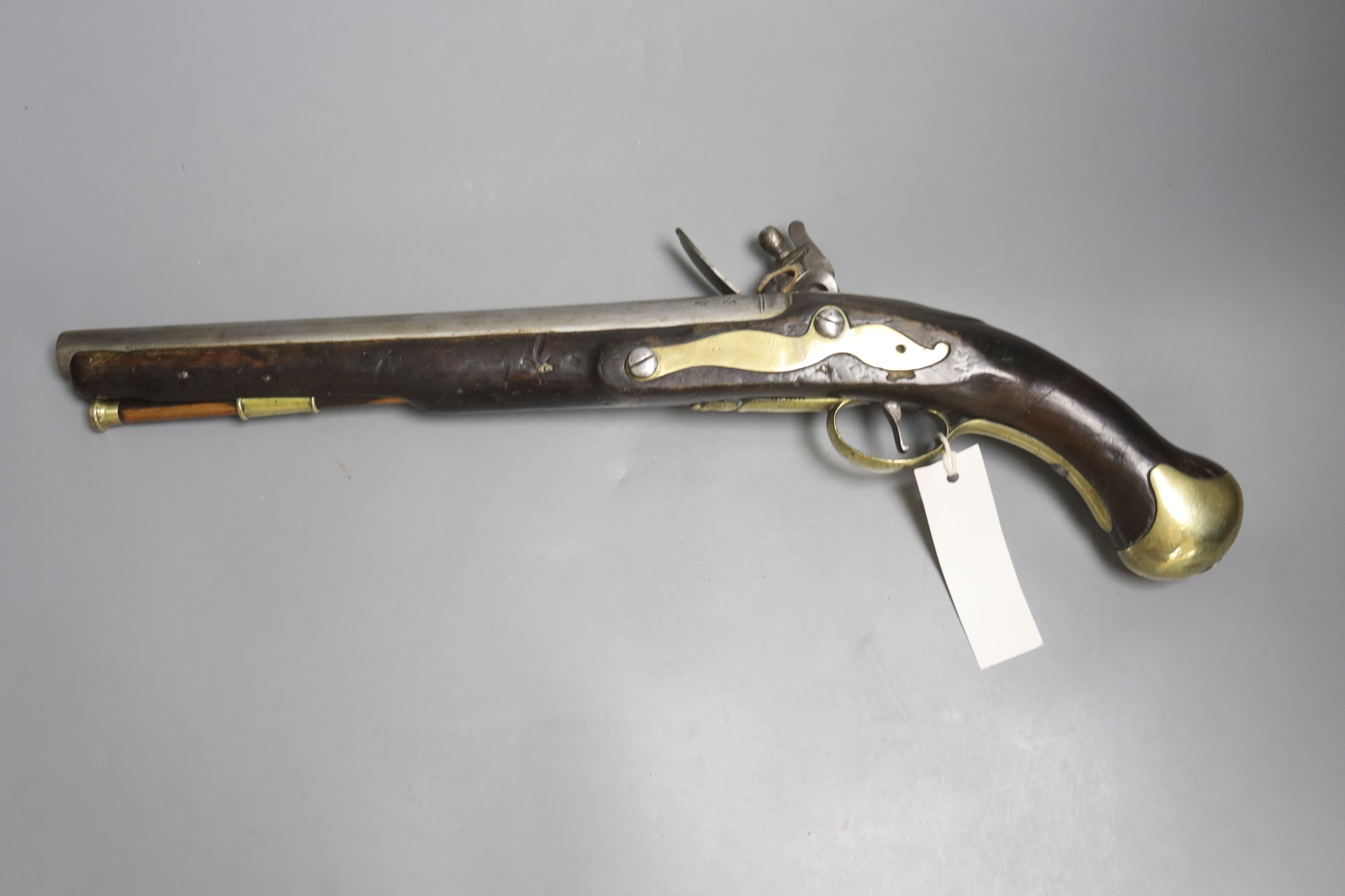 A 1796 pattern long Sea Service flintlock pistol, circa 1800, length 57cm